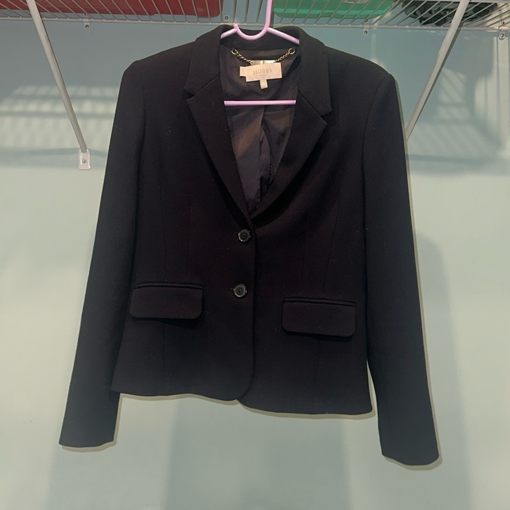 Hobbs Black Blazer with Button Closure